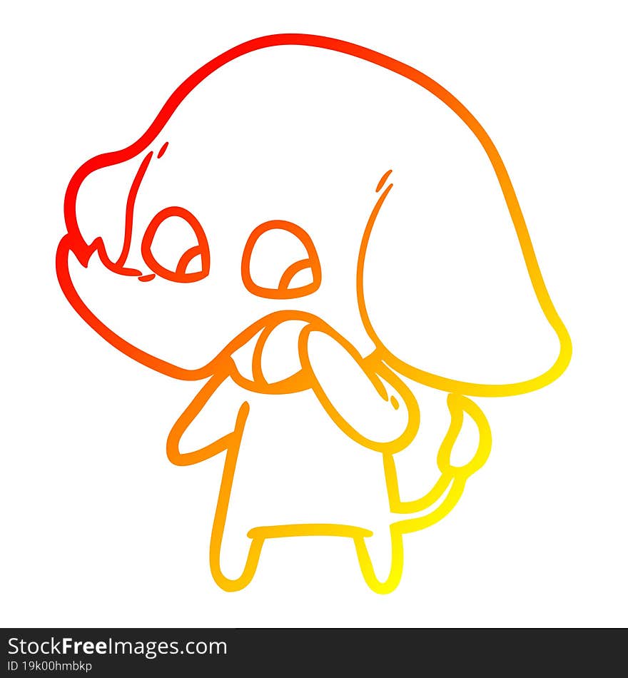 warm gradient line drawing cute cartoon elephant