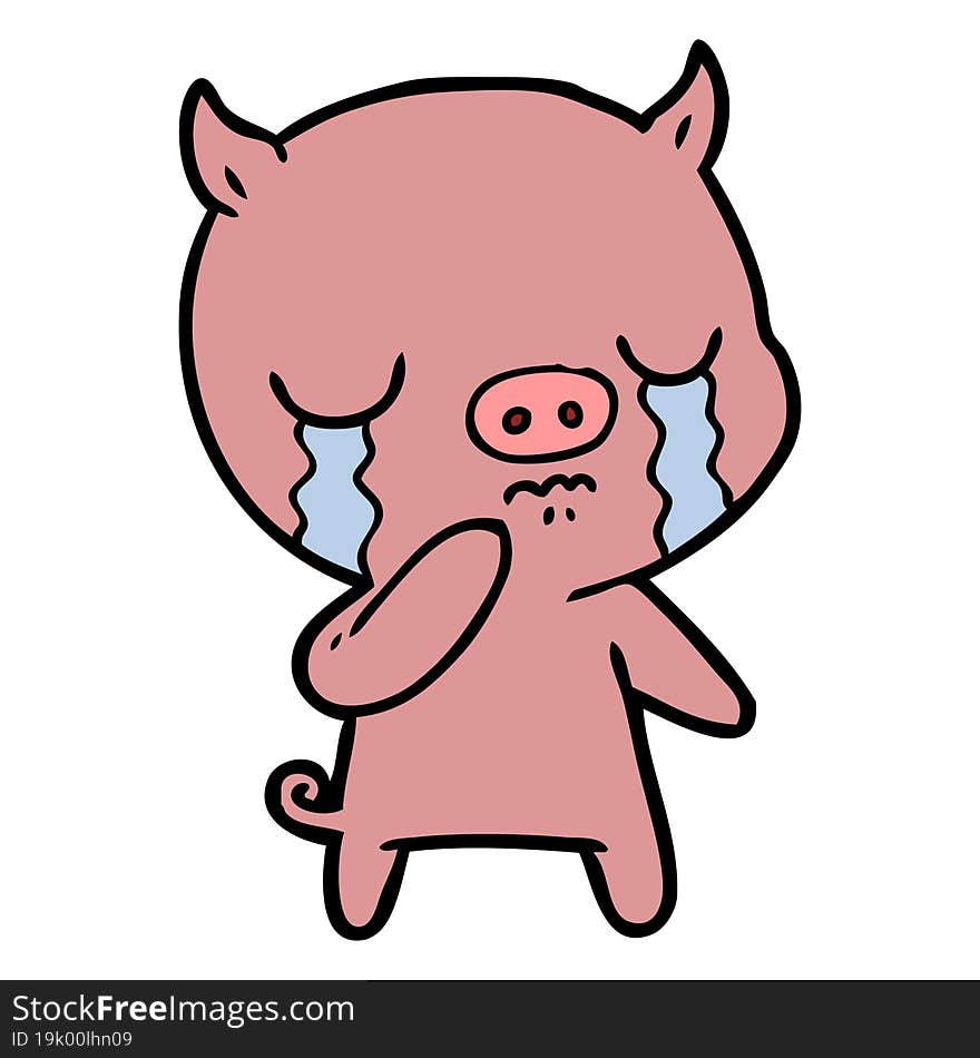 cartoon pig crying. cartoon pig crying