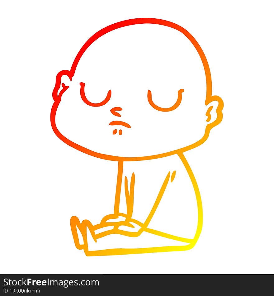 warm gradient line drawing of a cartoon bald man