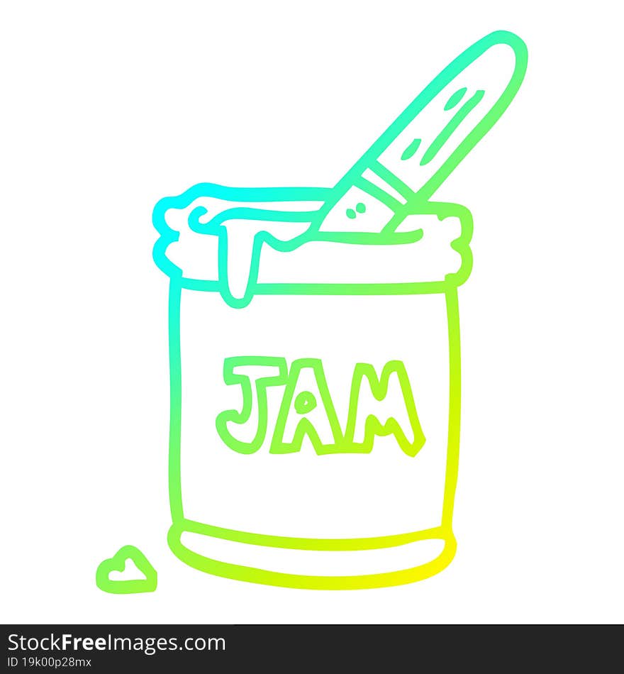 cold gradient line drawing of a cartoon jam jar