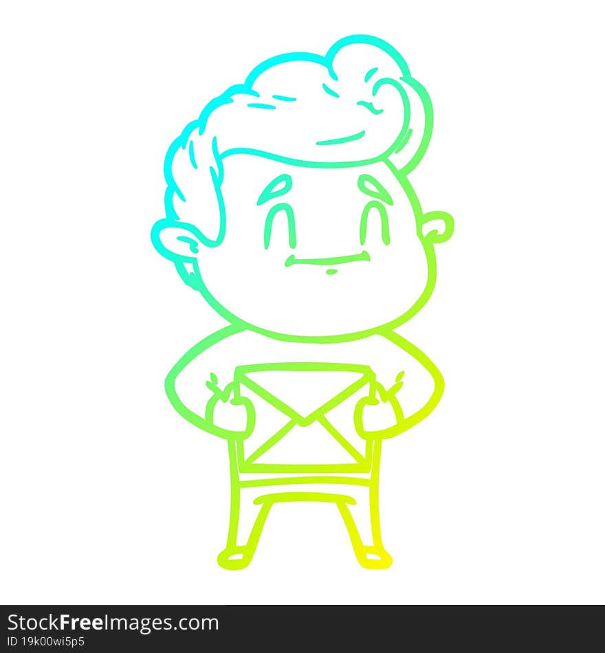 cold gradient line drawing happy cartoon man