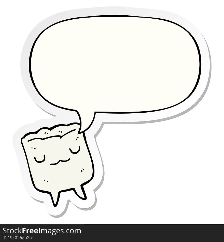 cartoon tooth and speech bubble sticker