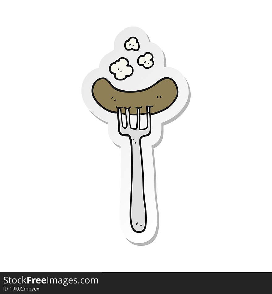 Sticker Of A Cartoon Cooked Sausage