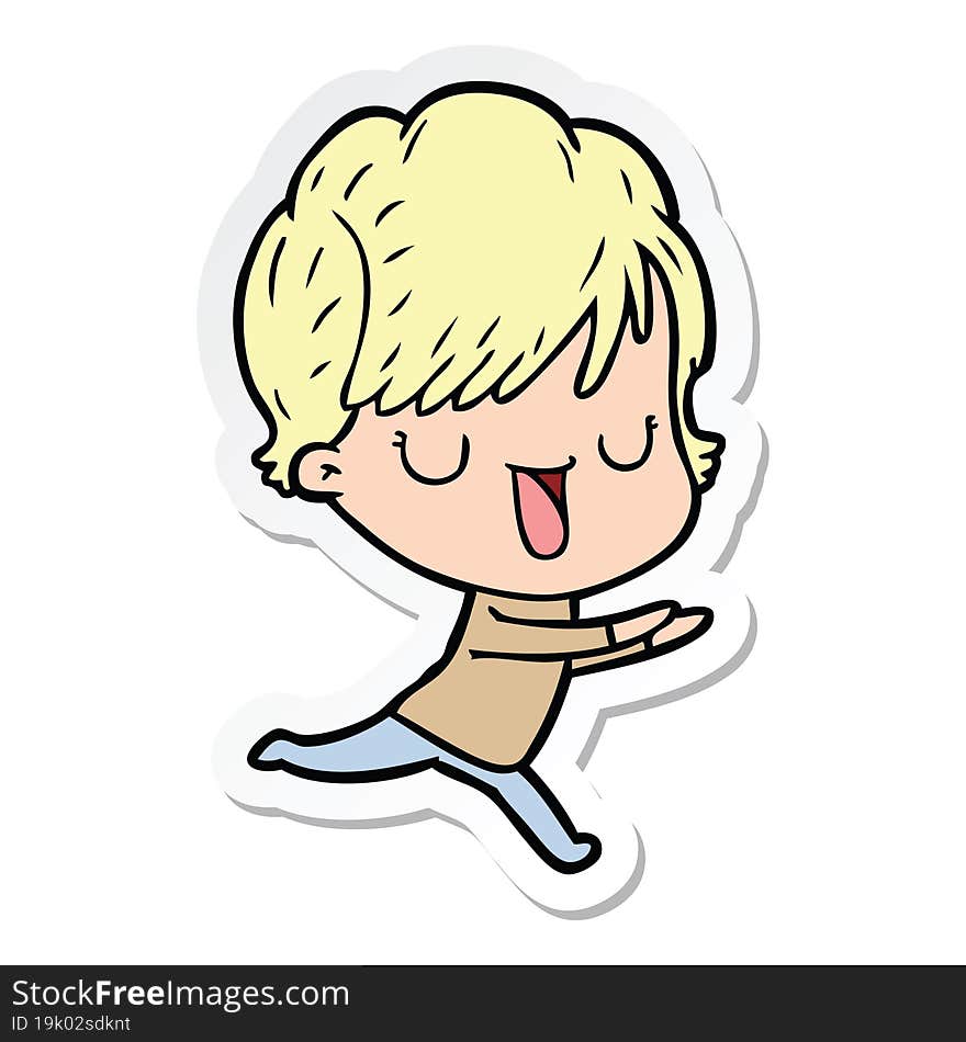 sticker of a cartoon woman talking