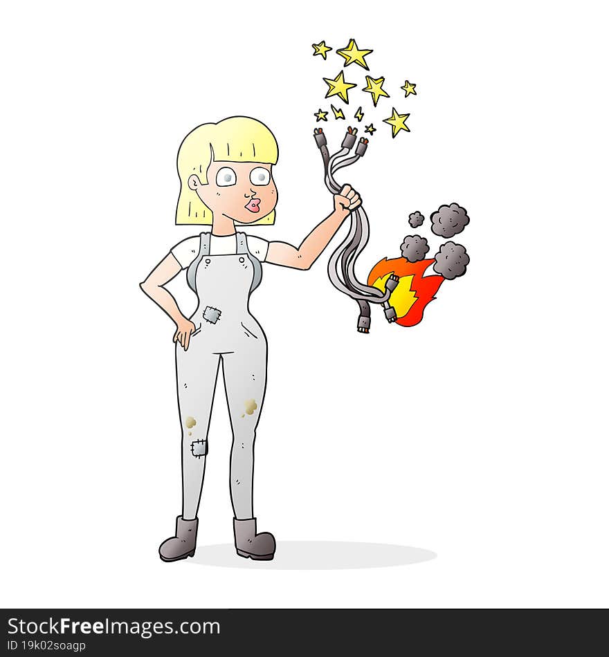 cartoon female electrician