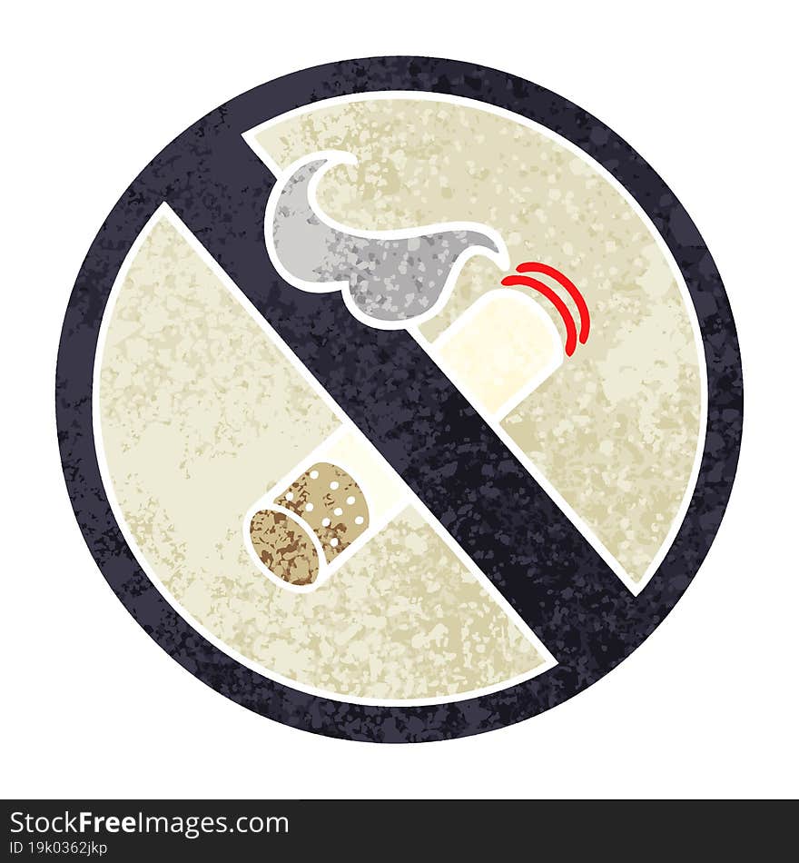 retro illustration style cartoon of a no smoking allowed sign