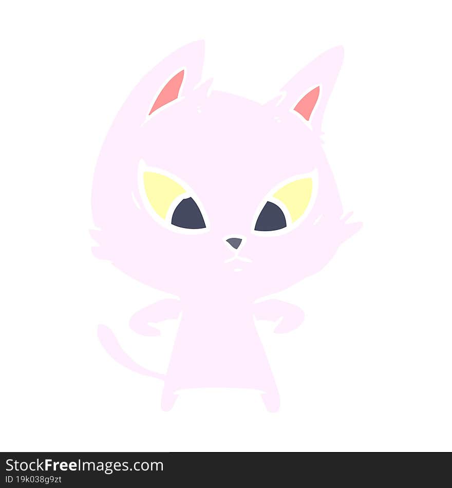 Confused Flat Color Style Cartoon Cat