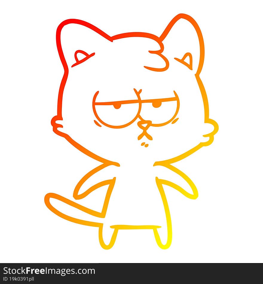 warm gradient line drawing bored cartoon cat