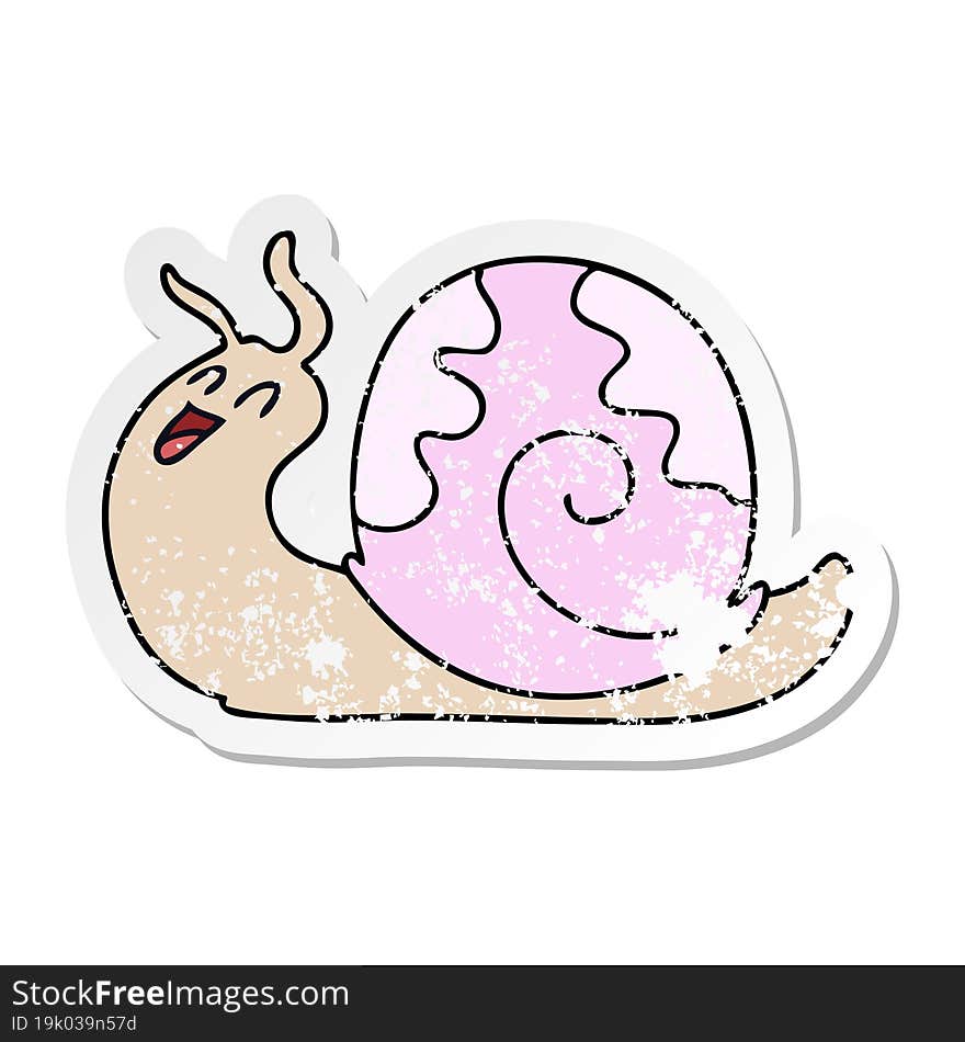 Distressed Sticker Of A Quirky Hand Drawn Cartoon Snail