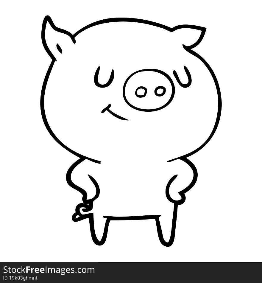 happy cartoon pig. happy cartoon pig