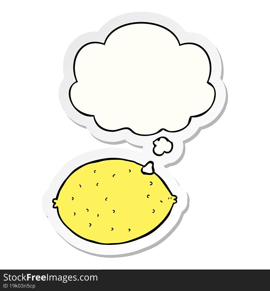 cartoon lemon and thought bubble as a printed sticker