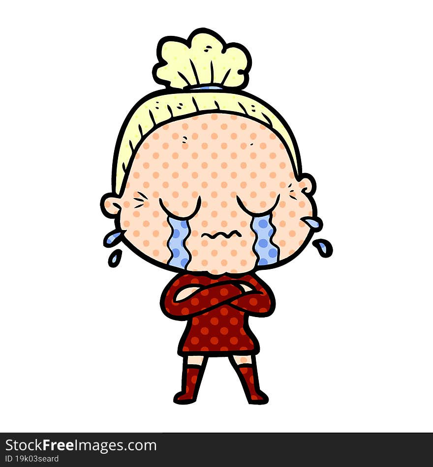 cartoon crying old lady. cartoon crying old lady