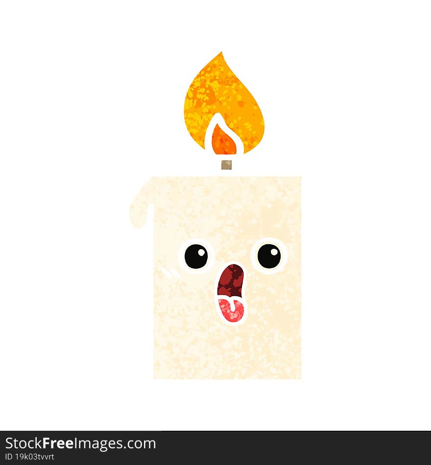 retro illustration style cartoon lit candle