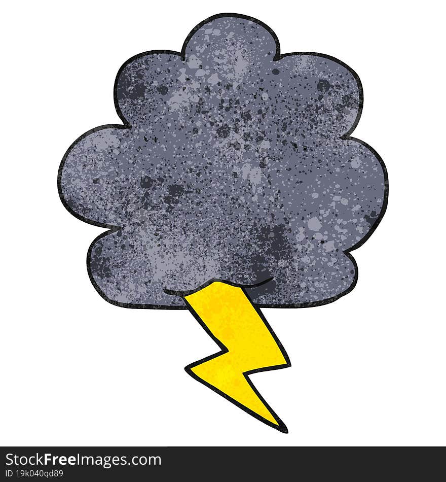 freehand textured cartoon thundercloud