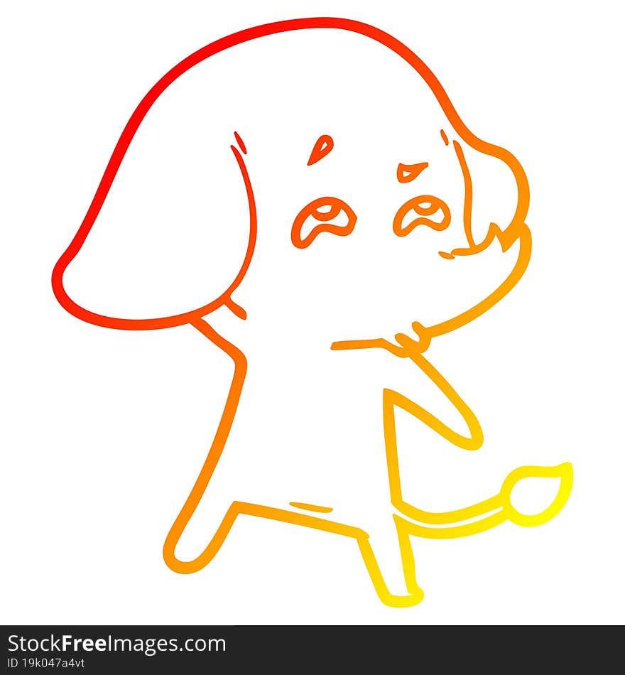 Warm Gradient Line Drawing Cartoon Elephant Remembering