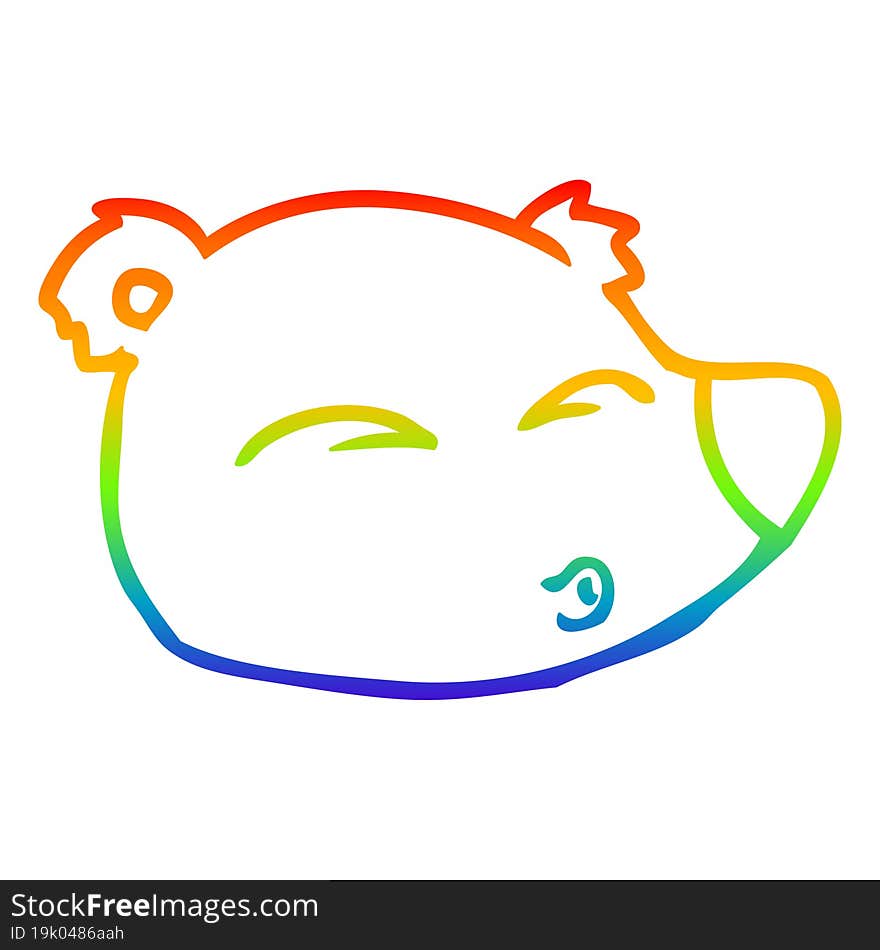 rainbow gradient line drawing cartoon bear face