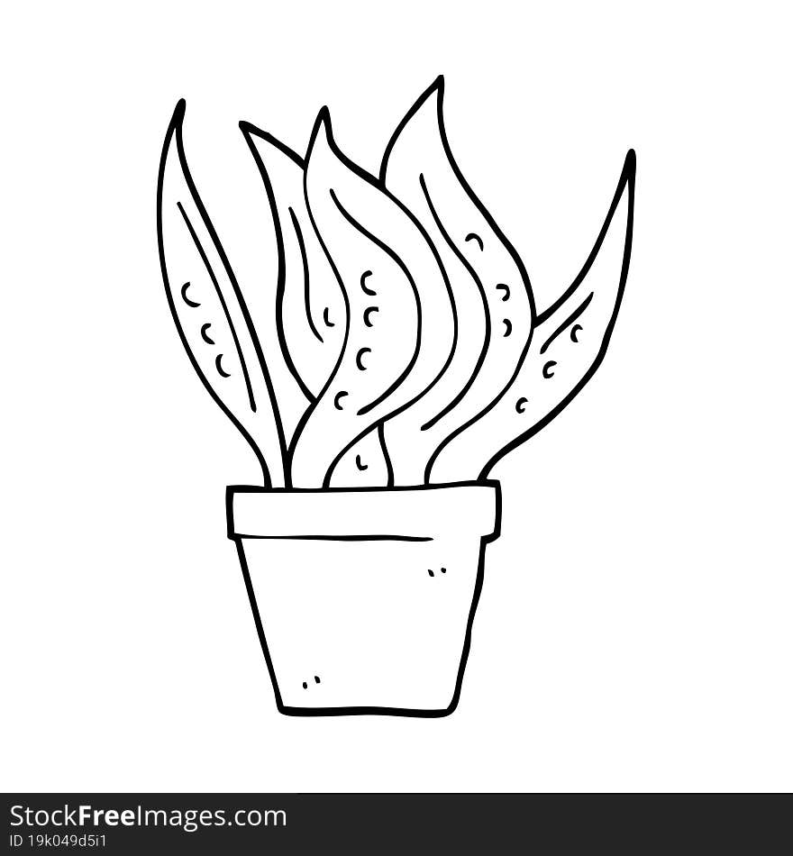 Line Drawing Cartoon House Plant