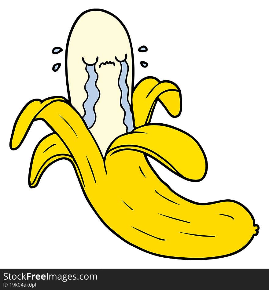 cartoon crying banana. cartoon crying banana