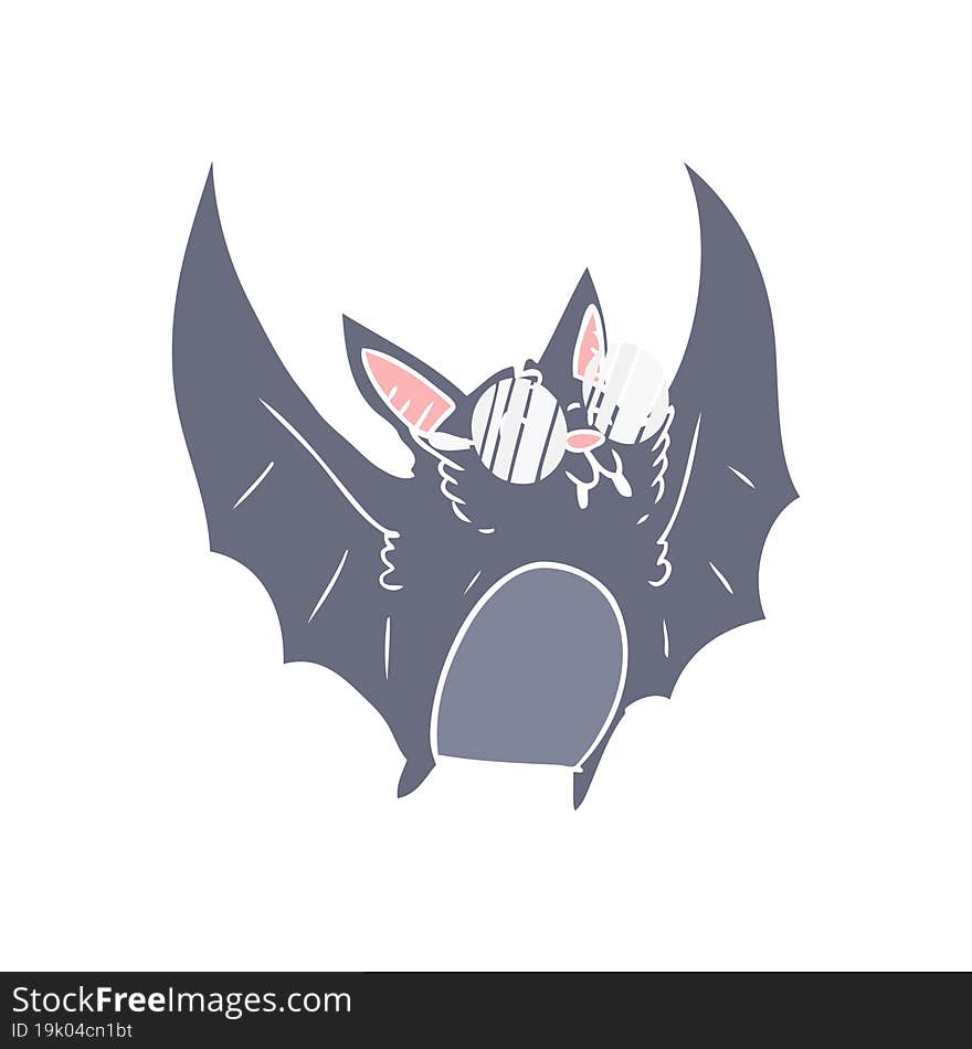 flat color style cartoon vampire bat wearing spectacles