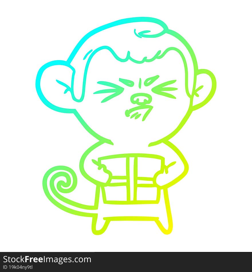 cold gradient line drawing cartoon angry monkey