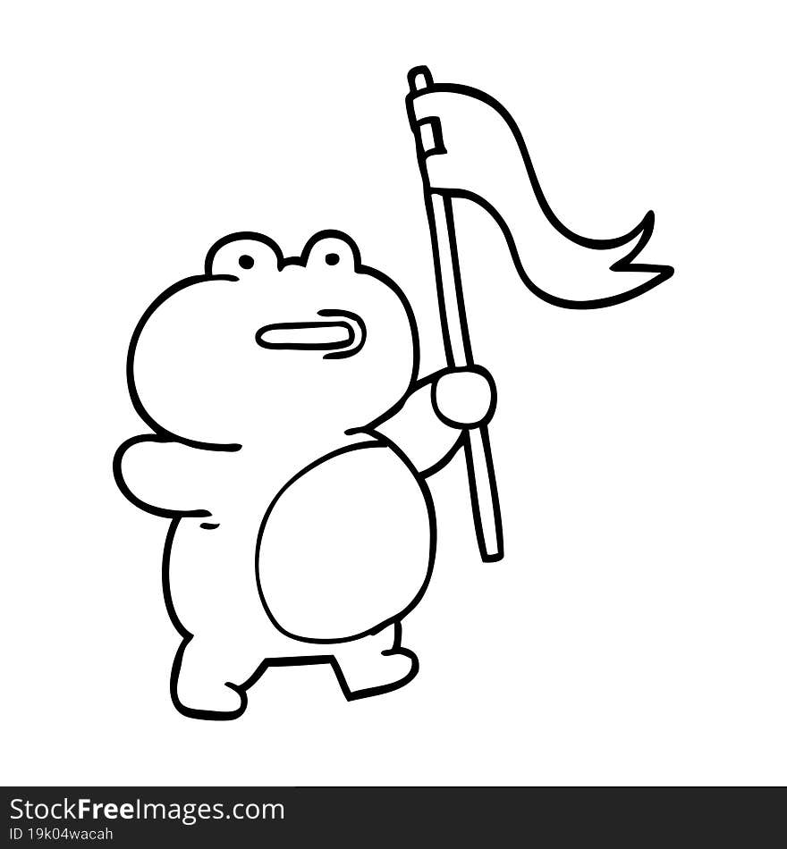 funny line drawing cartoon frog