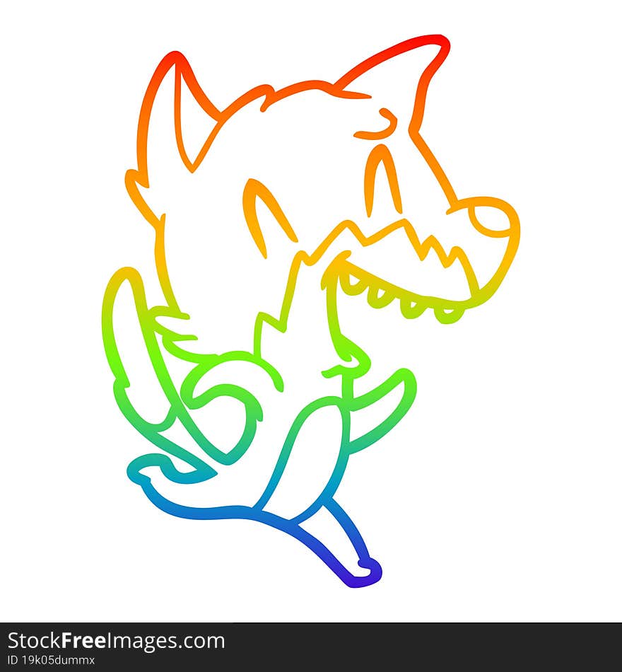 Rainbow Gradient Line Drawing Laughing Fox Running Away