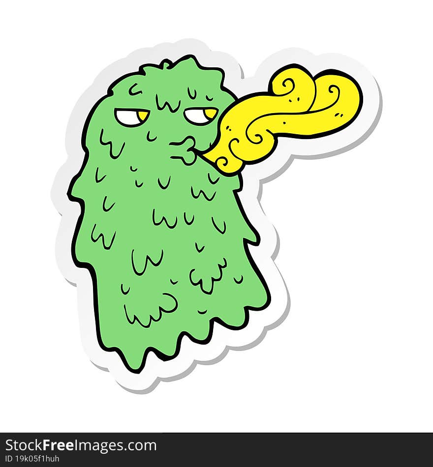 Sticker Of A Cartoon Gross Ghost