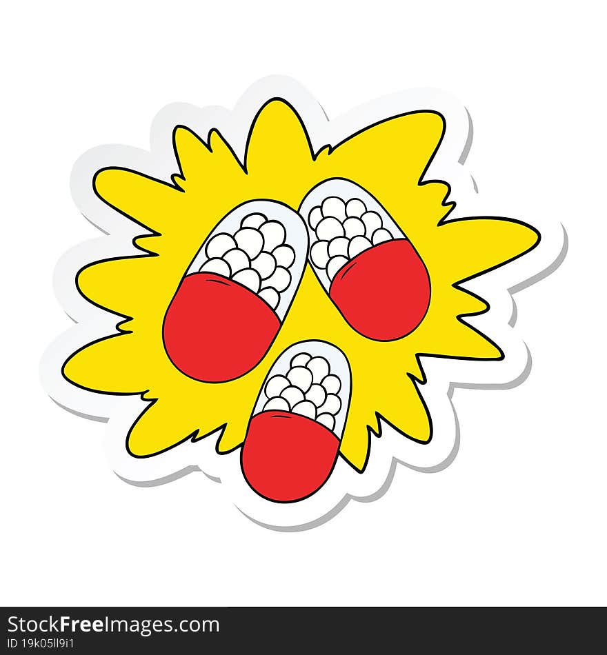 sticker of a cartoon powerful pills