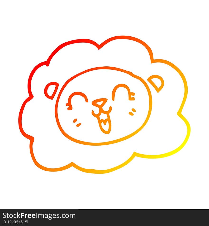 warm gradient line drawing cartoon lion