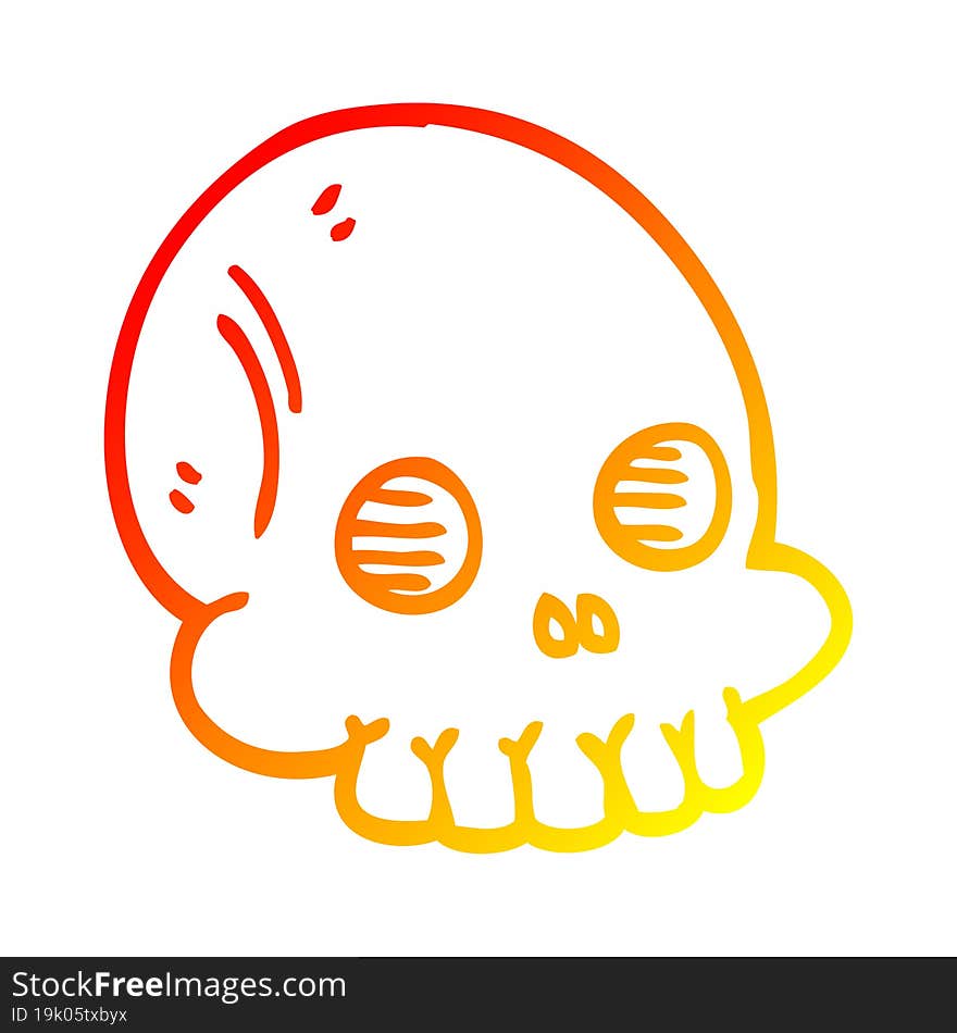 warm gradient line drawing cartoon halloween skull