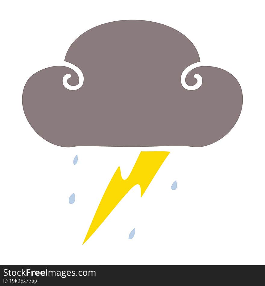 Quirky Hand Drawn Cartoon Thunder Cloud