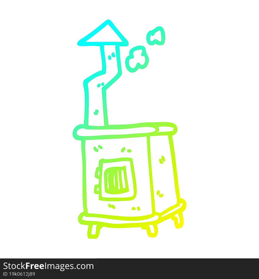 cold gradient line drawing cartoon wood burner