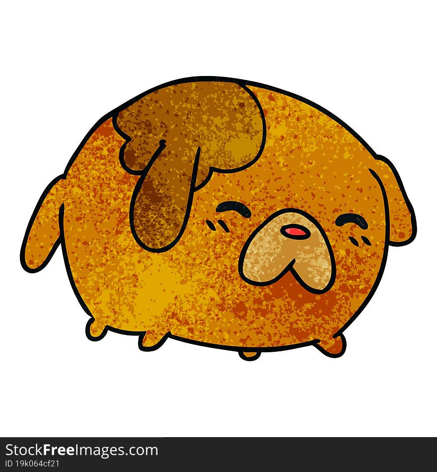 textured cartoon of cute kawaii dog