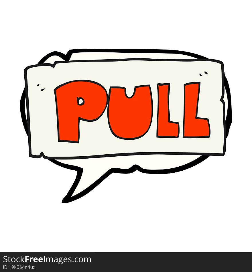 speech bubble cartoon door pull sign