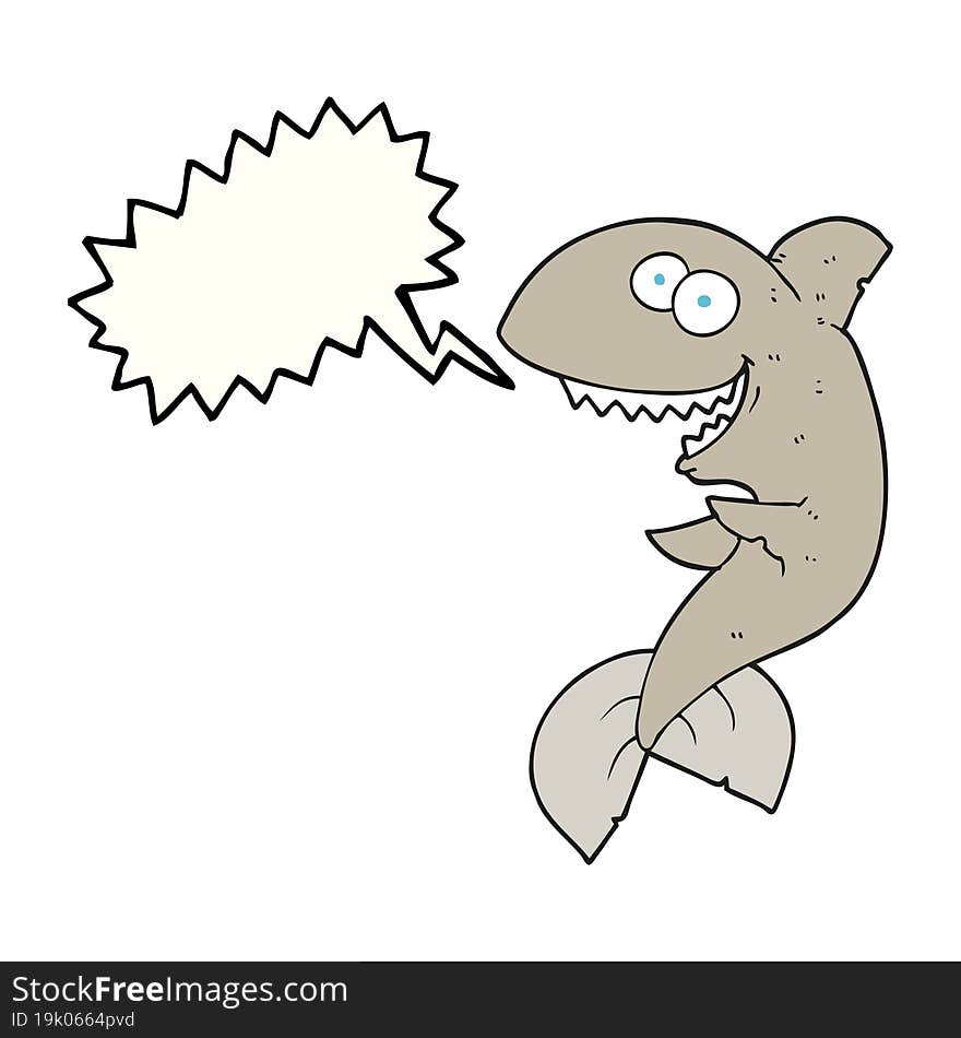 freehand drawn speech bubble cartoon shark