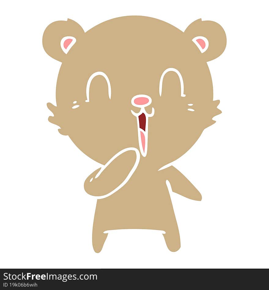 Happy Laughing Flat Color Style Cartoon Bear