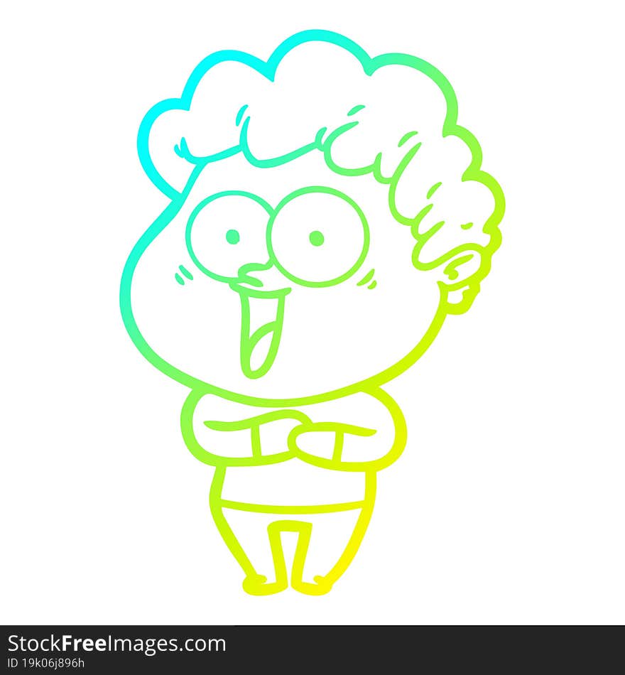 cold gradient line drawing cartoon happy man