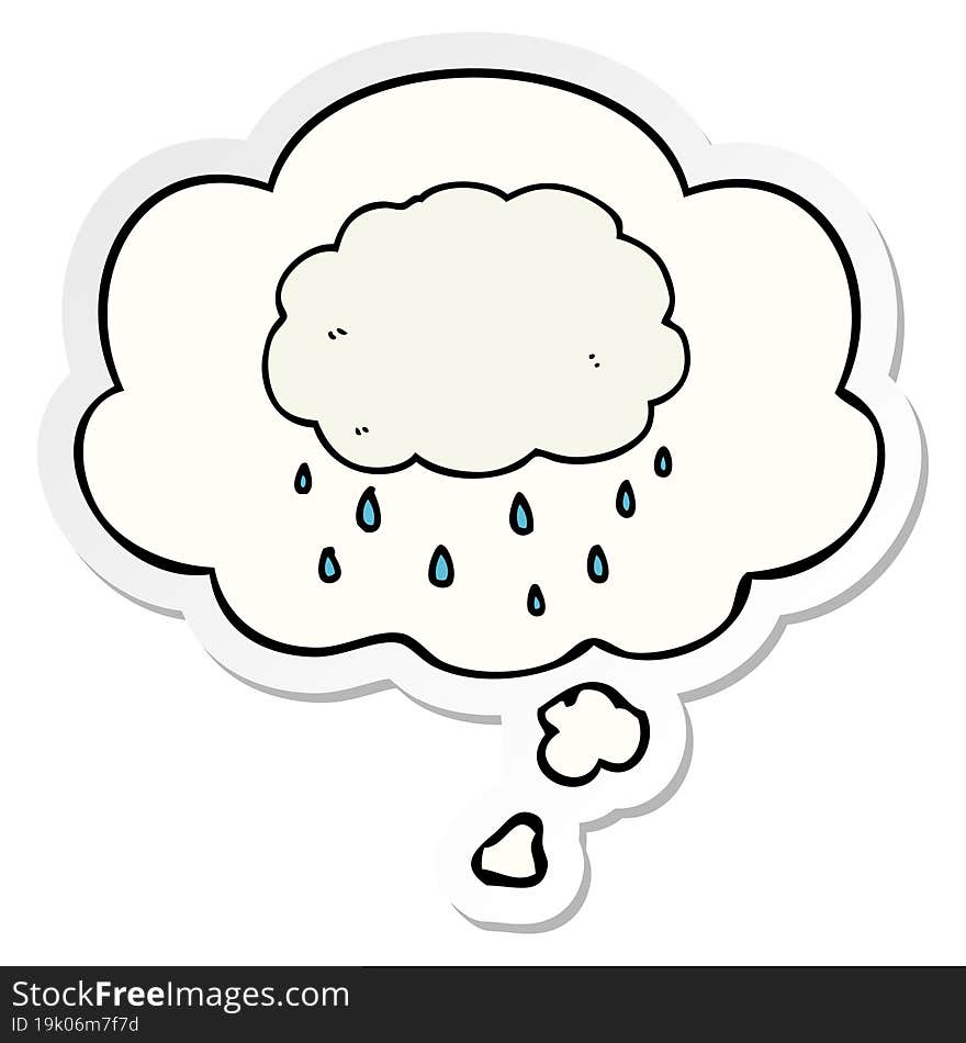 Cartoon Rain Cloud And Thought Bubble As A Printed Sticker