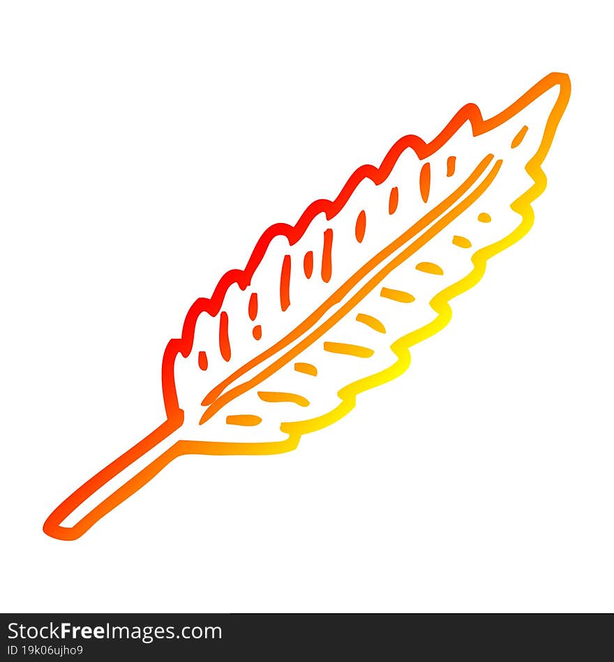 Warm Gradient Line Drawing Cartoon White Feather