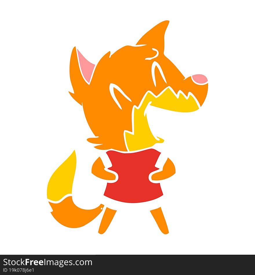 laughing fox flat color style cartoon