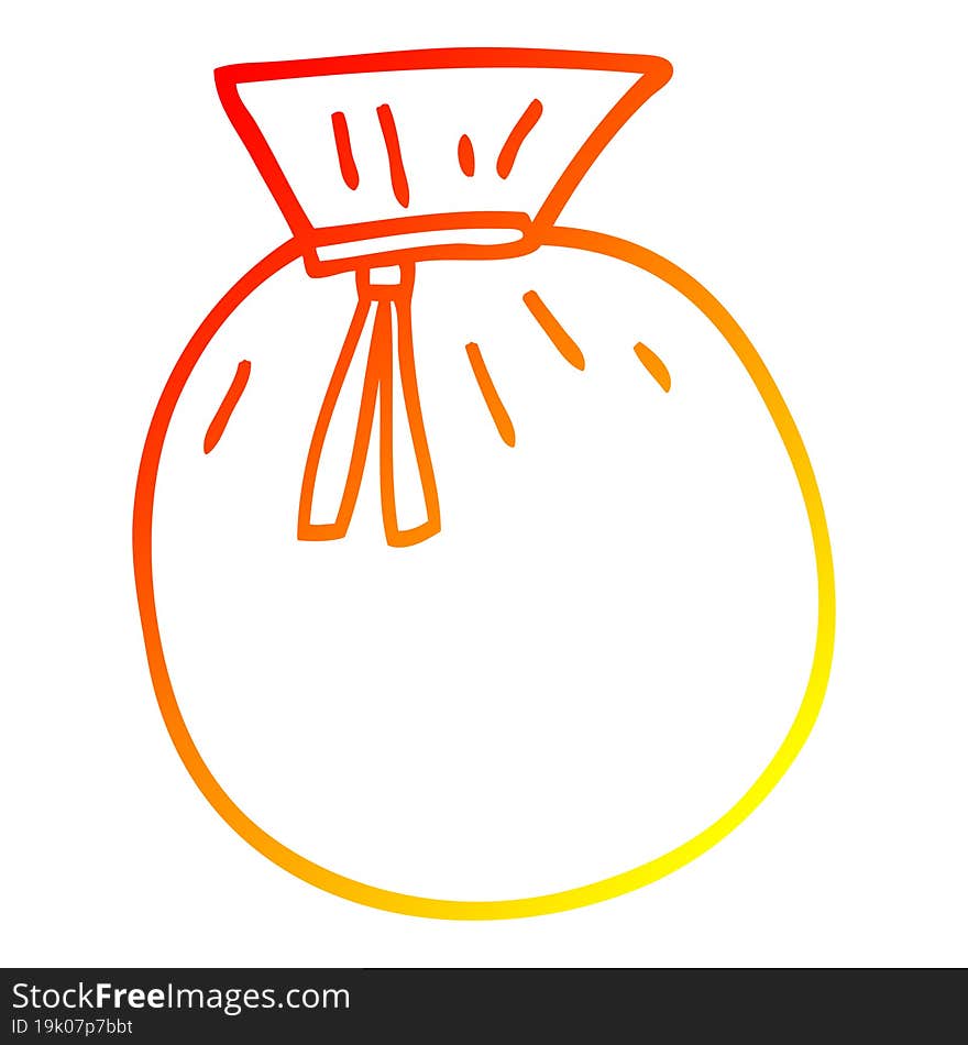 warm gradient line drawing cartoon santa sack