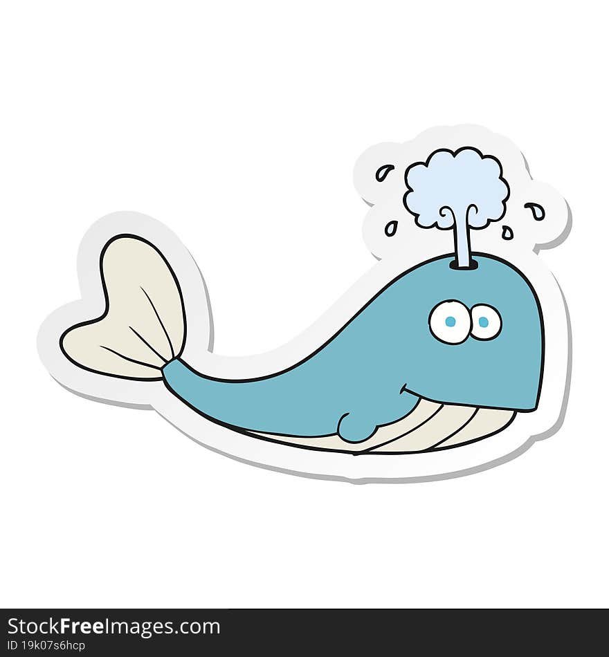 Sticker Of A Cartoon Whale Spouting Water