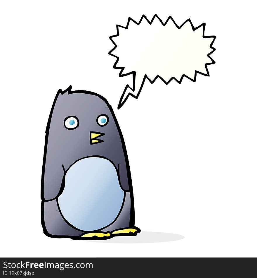 Cartoon Penguin With Speech Bubble