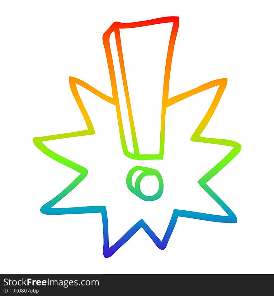 Rainbow Gradient Line Drawing Cartoon Exclamation Mark