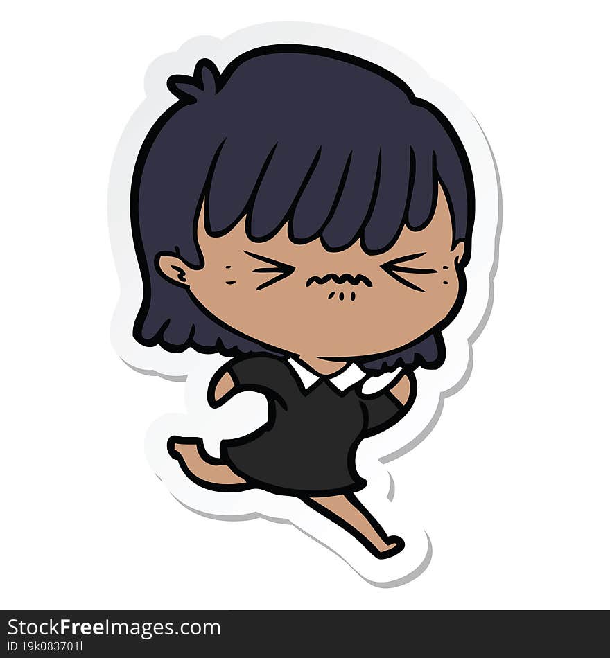 sticker of a annoyed cartoon girl