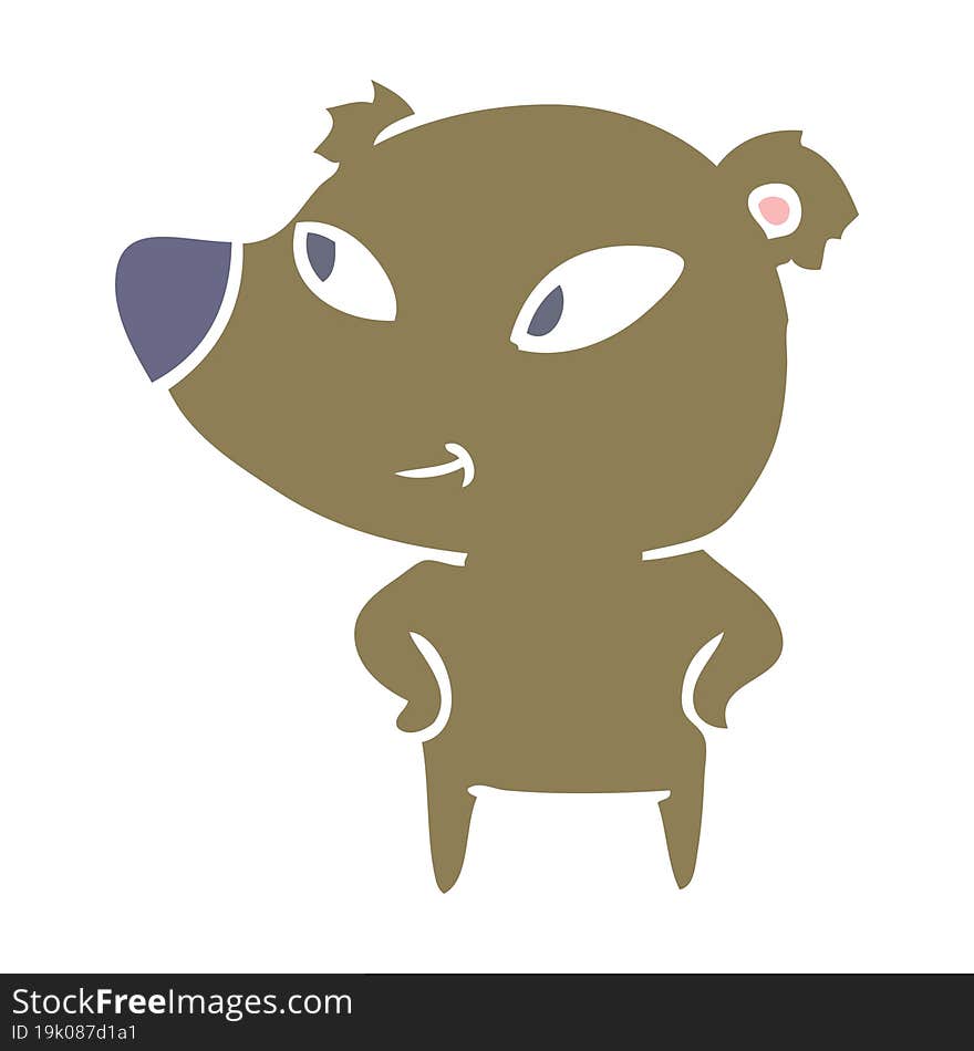 cute flat color style cartoon bear