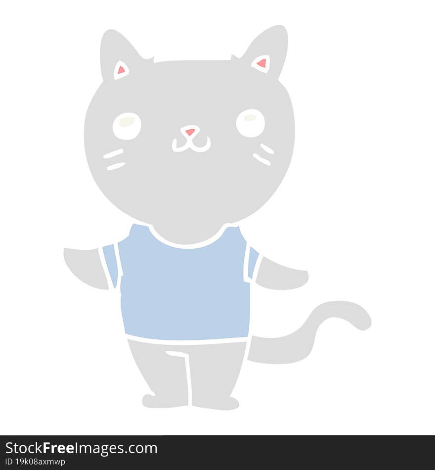 Flat Color Style Cartoon Cat