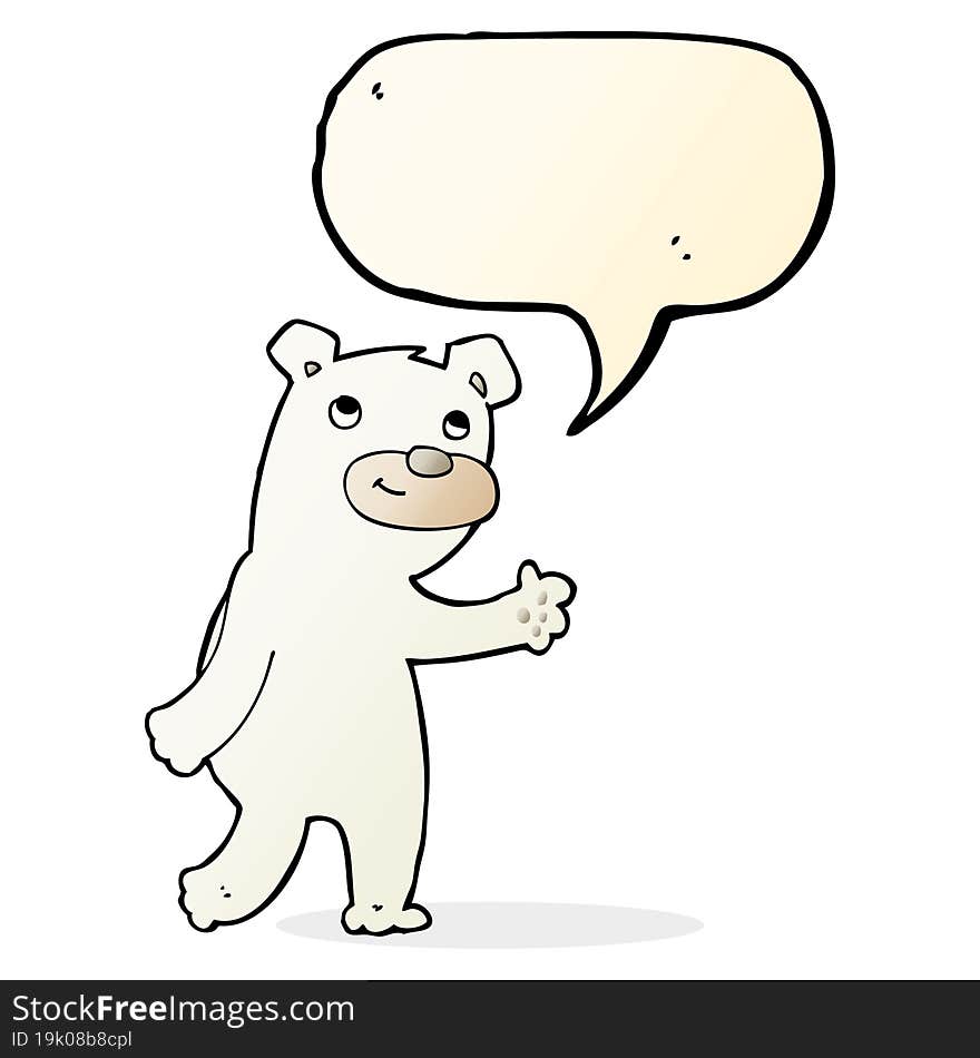 Cute Cartoon Polar Bear With Speech Bubble