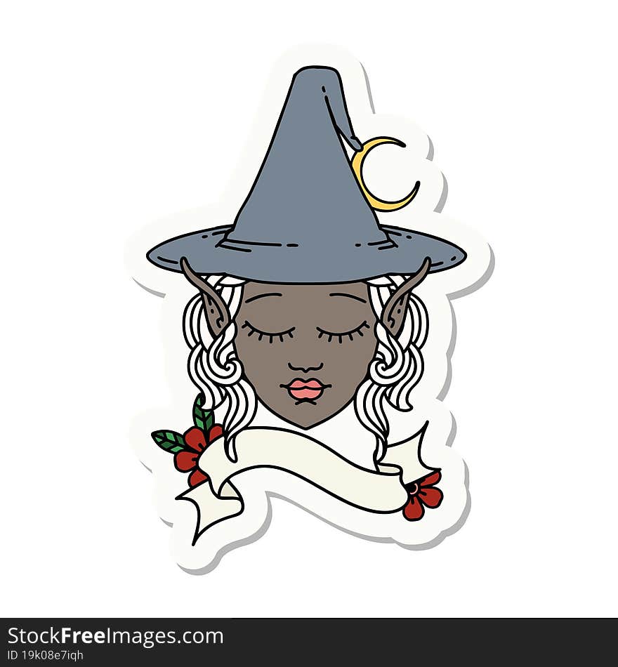 sticker of a elf mage character face. sticker of a elf mage character face