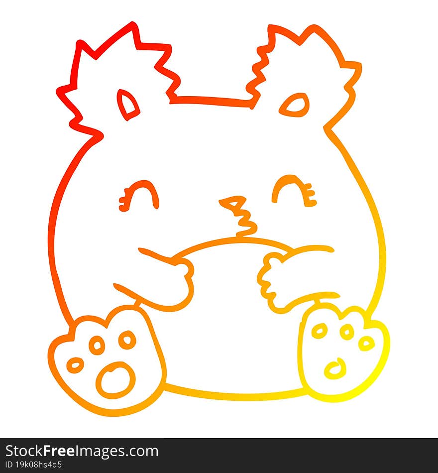 Warm Gradient Line Drawing Cartoon Bear